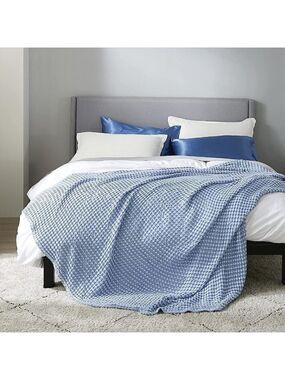 COTTON Waffle Weave Bamboo Blanket King Size Navy Soft Lightweight Bed Blanket